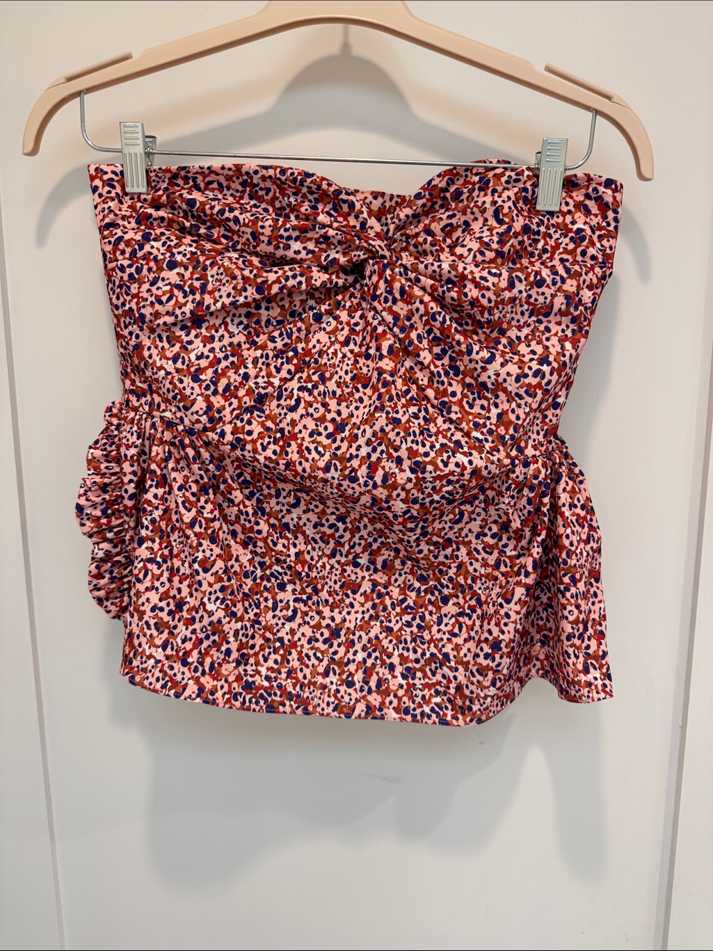 Kika Vargas Pink Multicolor Strapless Twist-Front Top